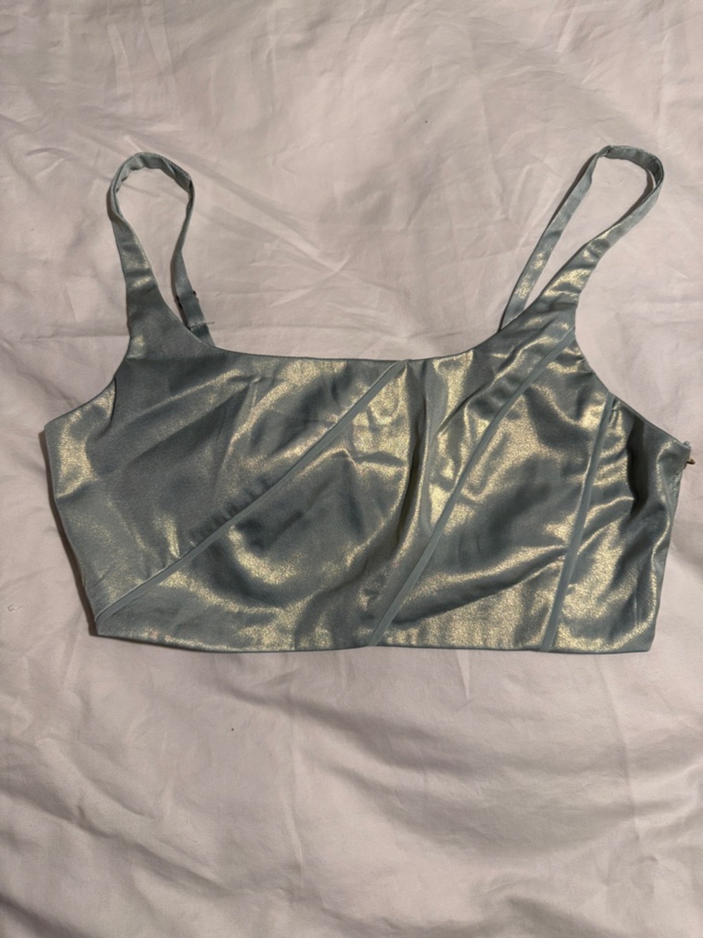 Shimmery Light Blue Cropped Tank Bralette
